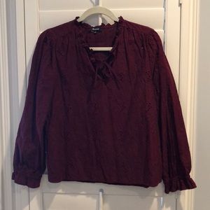 Tie Neck Eyelet Blouse